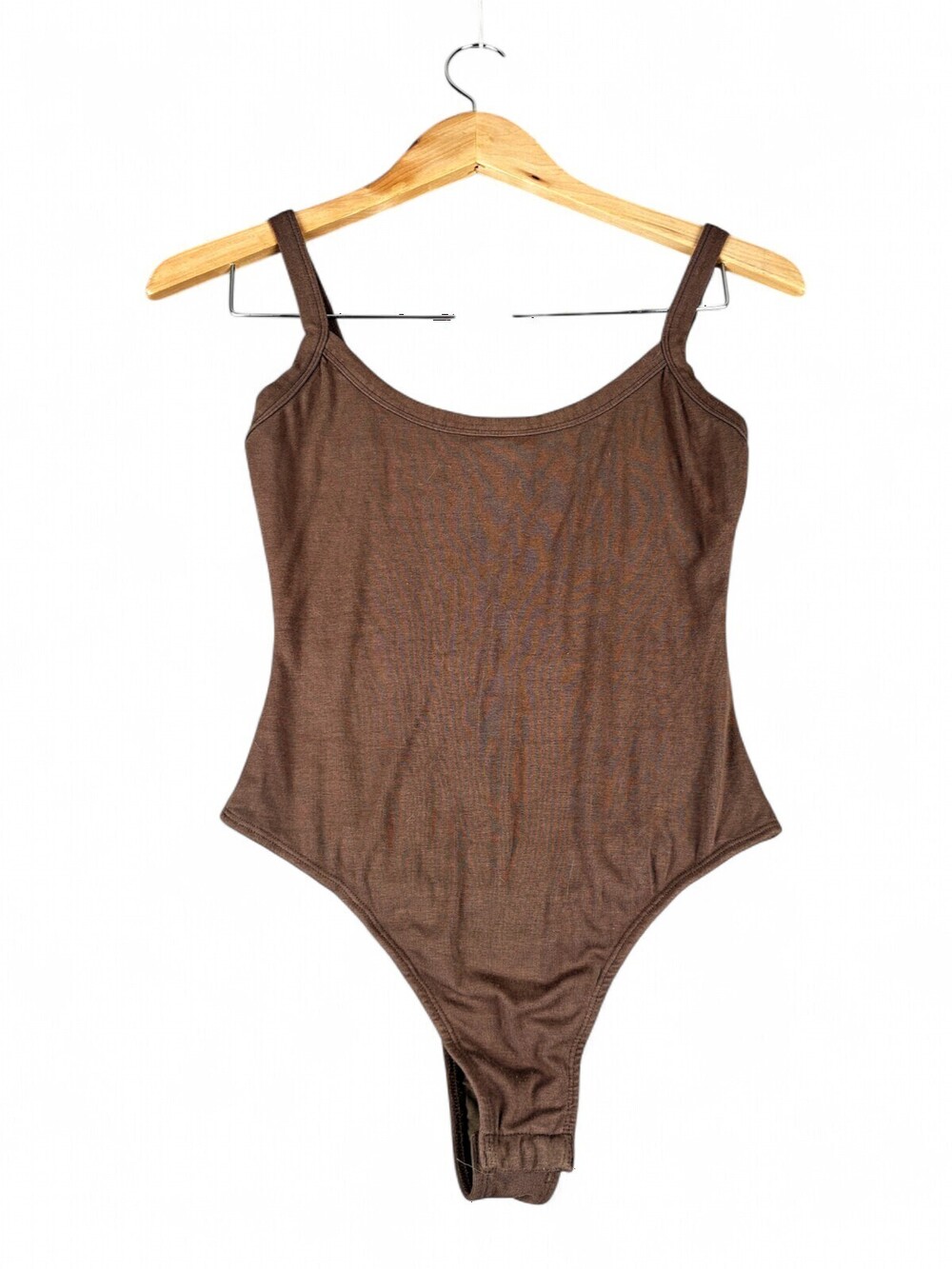 White Fox Chocolate Brown Scoop Neck Bodysuit Sz M